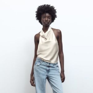 Zara Satin Effect Halter Top